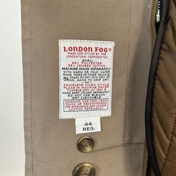 London Fog Maincoats Trench Coat Men’s 44R Khaki Tan Lined Gorpcore Old Money - Picture 7 of 15